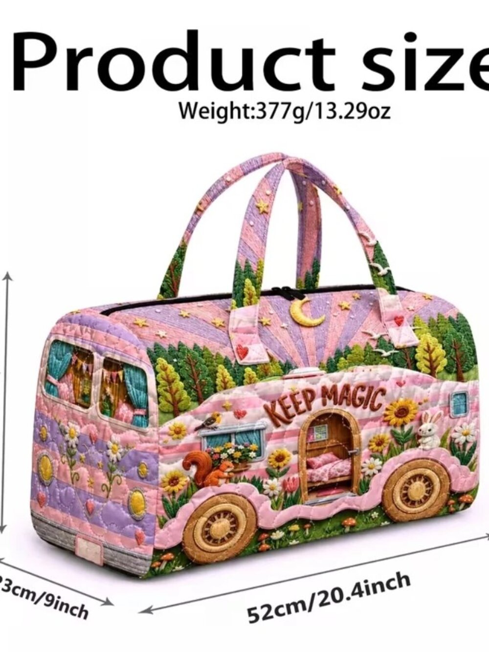 Fashion Duffle Bag Light Weight 2D Printing KEEP MAGIC Travel Bag Unbranded - Picture 5 of 11